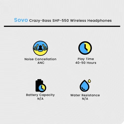 SOVO SHP-550 Wireless Headphones deep bass Bluetooth