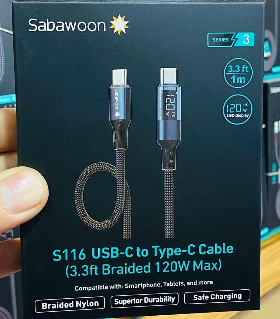 120W Digital Display Fast Charging Cable – Full Original High Speed Braided Charging & Data Cable