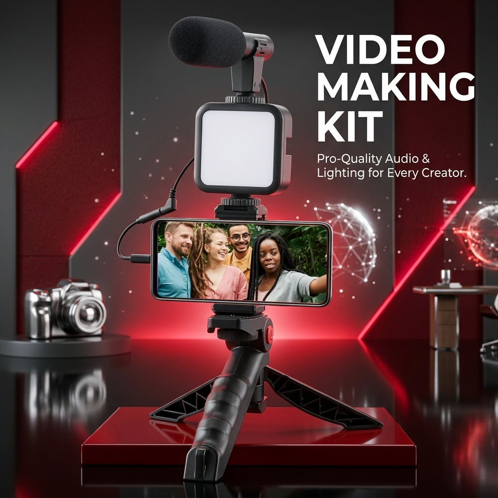 High Quality Vlogging Kit tripod mic LED setup