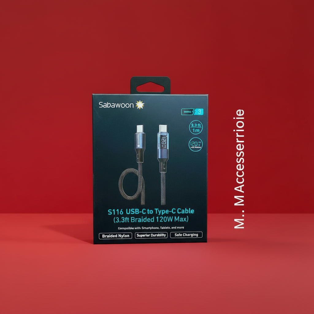 120W Digital Display Fast Charging Cable – Full Original High Speed Braided Charging & Data Cable