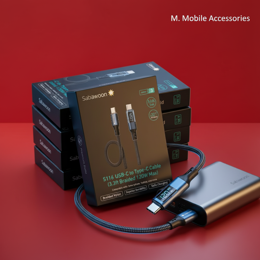 120W Digital Display Fast Charging Cable – Full Original High Speed Braided Charging & Data Cable
